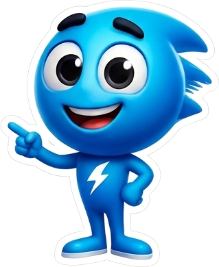Quicklee mascot pointing to the side